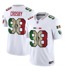 Men Las Vegas Raiders  98 Maxx Crosby White Mexico F U S E  Vapor Stitched Football Jersey