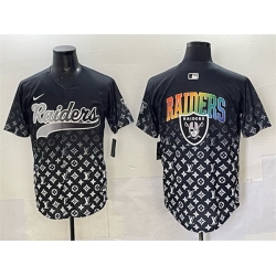 Men Las Vegas Raiders Team Big Logo Black Limited Stitched Baseball Jersey 1