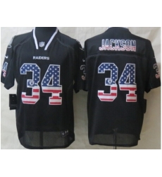 Nike Oakland Raiders 34 Bo.Jackson Black Elite USA Flag Fashion NFL Jersey