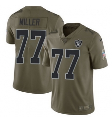 Nike Raiders #77 Kolton Miller Olive Youth Stitched NFL Limited 2017 Salute to Service Jersey