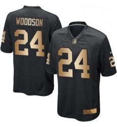 Youth Nike Oakland Raiders 24 Charles Woodson Elite BlackGold Team Color NFL Jersey