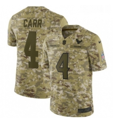 Youth Nike Oakland Raiders 4 Derek Carr Limited Camo 2018 Salute to Service NFL Jersey