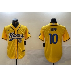 Men Los Angeles Rams 10 Cooper Kupp yellow Cool Base Stitched Baseball Jersey 2