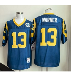 Men Los Angeles Rams 13 Kurt Warner Royal Throwback Stitched Football Jersey