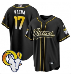 Men Los Angeles Rams 17 Davante Adams Black Stitched Baseball Jersey Men Los Angeles Rams 17 Davante Adams Black Stitched Baseball Jersey