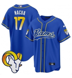 Men Los Angeles Rams 17 Davante Adams Royal Stitched Baseball Jersey Men Los Angeles Rams 17 Davante Adams Royal Stitched Baseball Jersey