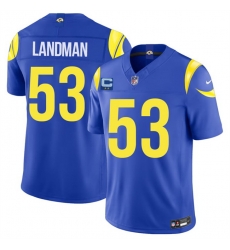 Men Los Angeles Rams  53 Nate Landman Royal 2026 F U S E  2 Star C Patch Vapor Limited Stitched Football Jersey