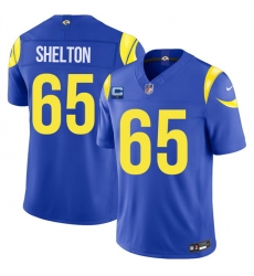 Men Los Angeles Rams  65 Coleman Shelton Royal 2026 F U S E  1 Star C Patch Vapor Limited Stitched Football Jersey