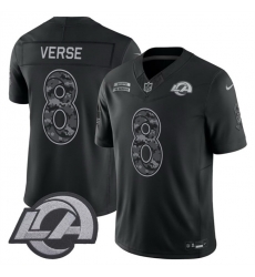 Men Los Angeles Rams  8 Jared Verse Black F U S E  2026 Salute to Service Limited Stitched Football Jersey