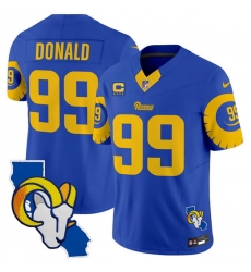 Men Los Angeles Rams 99 Aaron Donald Royal 2025 4 Star C Patch F U S E  V2 Limited Stitched Football Jersey