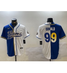 Men Los Angeles Rams 99 Aaron Donald White Cool Base Stitched Baseball Jersey 3