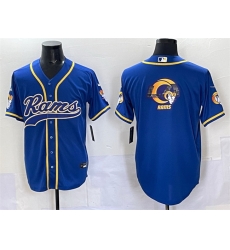 Men Los Angeles Rams Team Logo Royal Cool Base Stitched Baseball Jersey Men Los Angeles Rams Team Logo Royal Cool Base Stitched Baseball Jersey