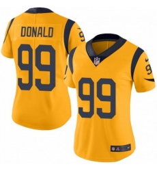 Women Los Angeles Rams 99 Aaron Donald Gold Vapor Untouchable Limited Stitched NFL Jersey 