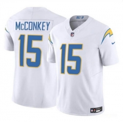 Men Los Angeles Chargers 15 Ladd McConkey White 2024 F U S E Draft Vapor Limited Stitched Football Jersey