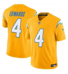 Men Los Angeles Chargers 4 Taylor Heinicke Gold 2025 F U S E Alternate Vapor Limited Stitched Football Jersey Men Los Angeles Chargers 4 Taylor Heinicke Gold 2025 F U S E Alternate Vapor Limited Stitched Football Jersey
