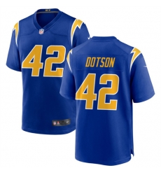 Men Los Angeles Chargers 42 Elijah Dotson Royal Stitched Game Jersey