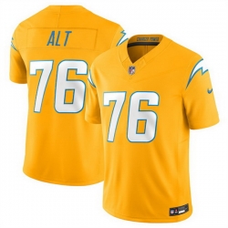 Men Los Angeles Chargers 76 Joe Alt Gold 2025 F U S E  Alternate Vapor Limited Stitched Football Jersey