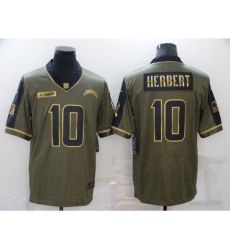 Men's Los Angeles Chargers #10 Justin Herbert Nike Gold 2021 Salute To Service Limited Player Jersey