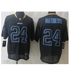 Nike San Diego Chargers 24 Ryan Mathews Black Elite Lights Out NFL Jersey