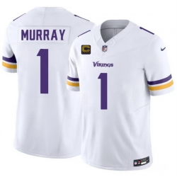 Men Minnesota Vikings  1 Kyler Murray White 2026 F U S E  4 Star C Patch Vapor Untouchable Limited Stitched Jersey