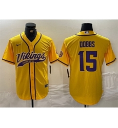 Men Minnesota Vikings 15 Joshua Dobbs Yellow Cool Base Stitched Baseball JerseyS