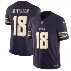 Men Minnesota Vikings  18 Justin Jefferson Deep Purple 2026 F U S E  Rivalries Collection Limited Stitched Football Jersey
