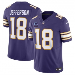 Men Minnesota Vikings  18 Justin Jefferson Purple 2026 F U S E  Throwback With 4 Star C Patch Vapor Limited Stitched Jersey