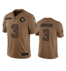 Men Minnesota Vikings 3 Jordan Addison 2023 Brown Salute To Service Limited Stitched Jersey