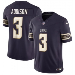 Men Minnesota Vikings  3 Jordan Addison Deep Purple 2026 F U S E  Rivalries Collection Limited Stitched Football Jersey