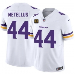 Men Minnesota Vikings  44 Josh Metellus White 2026 F U S E  4 Star C Patch Winter Warrior Limited Stitched Jersey
