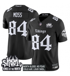 Men Minnesota Vikings 84 Randy Moss Black 2025 F U S E  Kings of the North Patch Gothic Norseblood Edition Vapor Untouchable Limited Stitched Football Jers