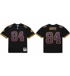Men Minnesota Vikings 84 Randy Moss Black Throwback Stitched Football Jersey