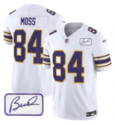 Men Minnesota Vikings 84 Randy Moss White 2023 F U S E Bud Grant Patch Limited Stitched Jersey