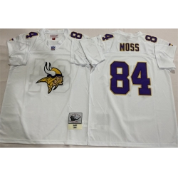 Men Minnesota Vikings 84 Randy Moss White Throwback Stitched Football Jersey