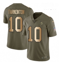 Mens Nike Minnesota Vikings 10 Fran Tarkenton Limited OliveGold 2017 Salute to Service NFL Jersey