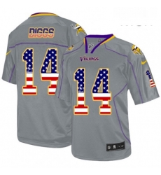 Mens Nike Minnesota Vikings 14 Stefon Diggs Elite Grey USA Flag Fashion NFL Jersey