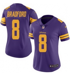 Nike Vikings #8 Sam Bradford Purple Womens Stitched NFL Limited Rush Jersey