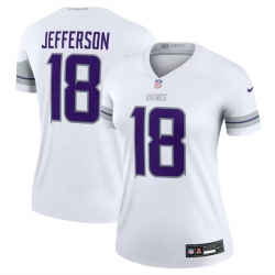 Women Minnesota Vikings 18 Justin Jefferson White Winter Warrior Limited Stitched Jersey