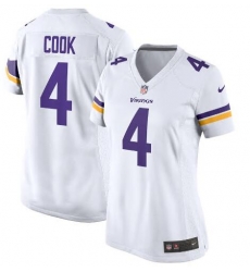 Women Minnesota Vikings 4 Dalvin Cook White Vapor Untouchable Stitched Jersey