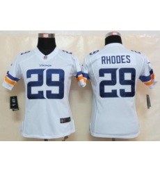 Women Nike Minnesota Vikings 29 Xavier Rhodes White Limited NFL Football Jerseys 2013 New Style