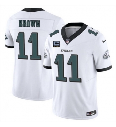 Men Philadelphia Eagles 11 A J Brown White 2025 F U S E With 3 Star C Patch Vapor Untouchable Limited Stitched Football Jersey Men Philadelphia Eagles 11 A J Brown White 2025 F U S E With 3 Star C Patch Vapor Untouchable Limited Stitched Football Jersey