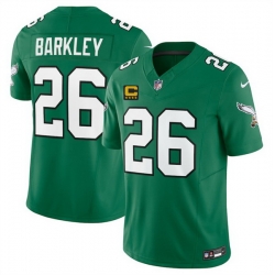 Men Philadelphia Eagles 26 Saquon Barkley Kelly Green 2025 F U S E  With 4 Star C Patch Vapor Untouchable Limited Throwback Stitched Football Jersey