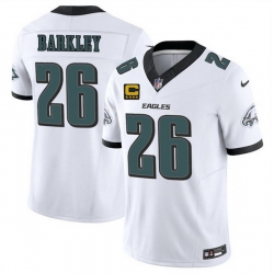 Men Philadelphia Eagles 26 Saquon Barkley White 2025 F U S E  With 4 Star C Patch Vapor Untouchable Limited Stitched Football Jersey
