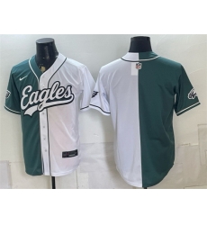 Men Philadelphia Eagles Blank Green White Split Stitched Jersey