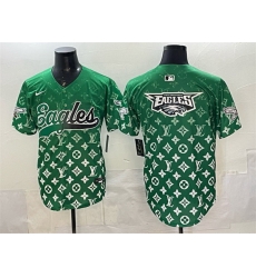 Men Philadelphia Eagles Team Big Logo Green With Patch Limited Stitched Baseball Jersey 1 Men Philadelphia Eagles Team Big Logo Green With Patch Limited Stitched Baseball Jersey 1
