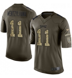 Mens Nike Philadelphia Eagles 11 Carson Wentz Limited Green Salute to Service Wentzylvania NFL Jersey