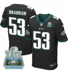 Nike Eagles #53 Nigel Bradham Black 2018 Super Bowl Champions Elite Jersey