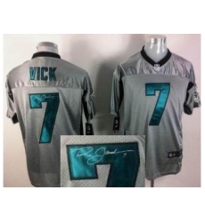 Nike Philadelphia Eagles 7 Michael Vick Grey Elite Shadow Signed NFL Jersey