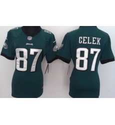 Women Nike Philadelphia Eagles #87 Brent Celek Green Nike NFL Jerseys