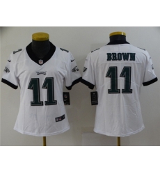 Women Philadelphia Eagles 11 A  J  Brown White Vapor Stitched Football Jersey